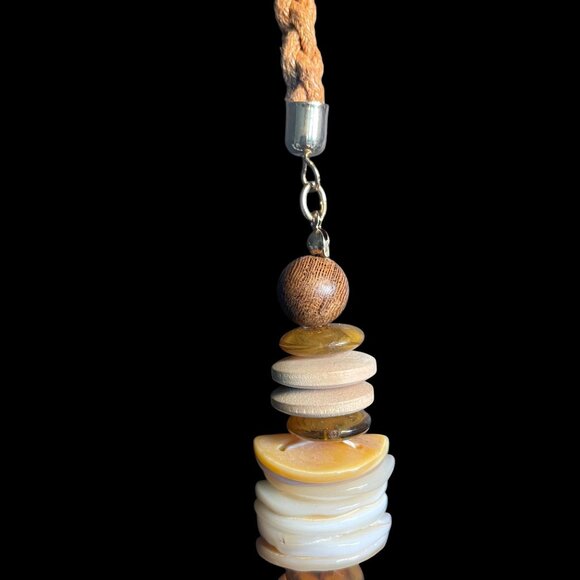 Free People Shell Disc Bead Necklace Natural Layered Boho Beach Resort Jewelry - Picture 3 of 9